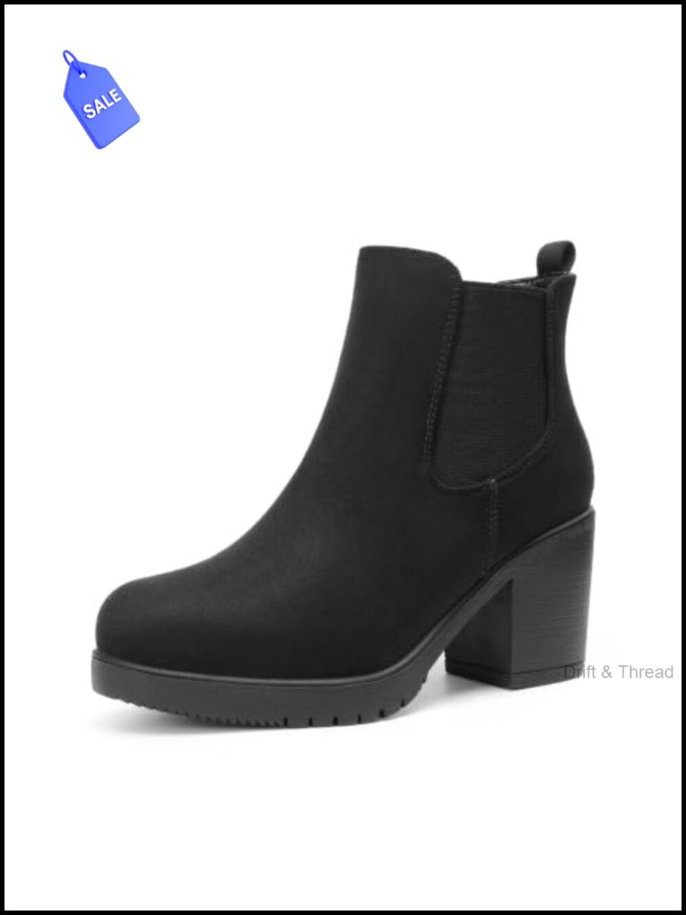 Women's Chelsea Ankle Boots Block Heel Faux Suede Booties
